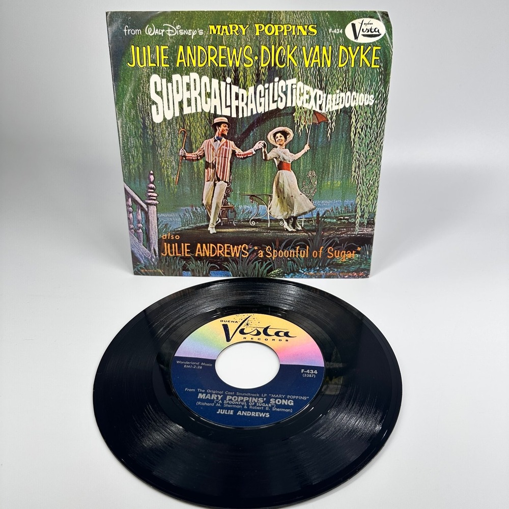 Mary Poppins 45 RPM RECORD Julie Andrews Dick Van Dyke1964 Spoon Full Of Sugar